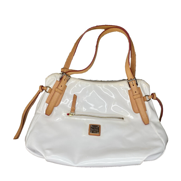 Dooney & Bourke Pocketbook White Patent Leather Large Nina Handbag - Picture 15 of 16